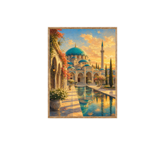 Istanbul Courtyard Mosque Sunset Wall Art Print poster original preview