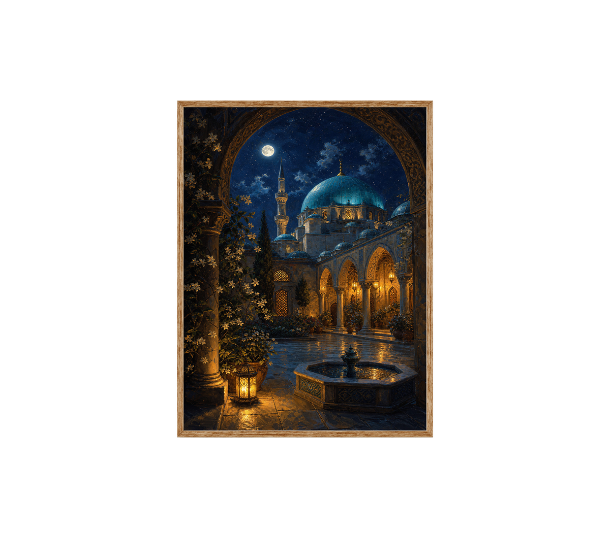 Moonlit Istanbul Courtyard Wall Art Print poster original preview