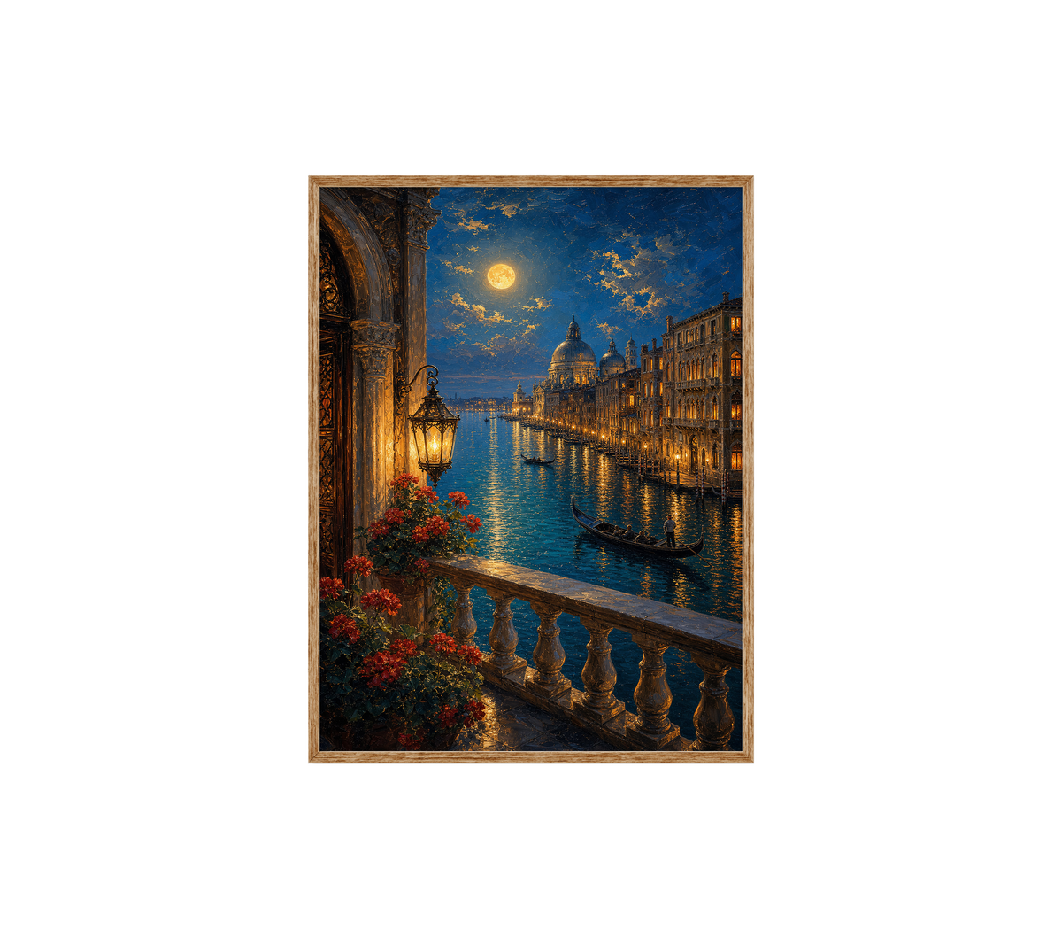 Venice Balcony Canal Moonlight Wall Art Print poster original preview