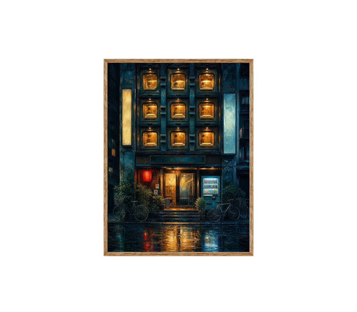 Rainy Apartment Windows Night Wall Art Print poster original preview