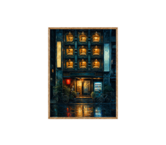 Rainy Apartment Windows Night Wall Art Print poster original preview