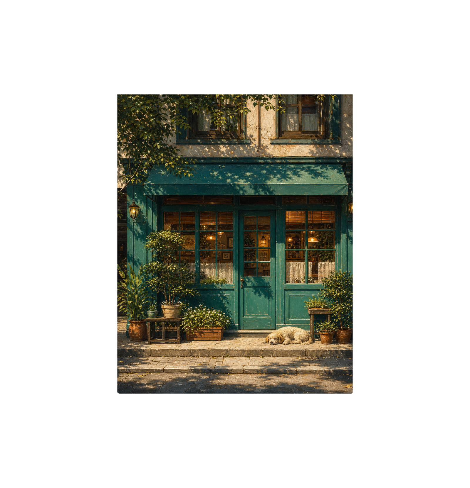 Green Vine Storefront Sunlit Wall Art Print