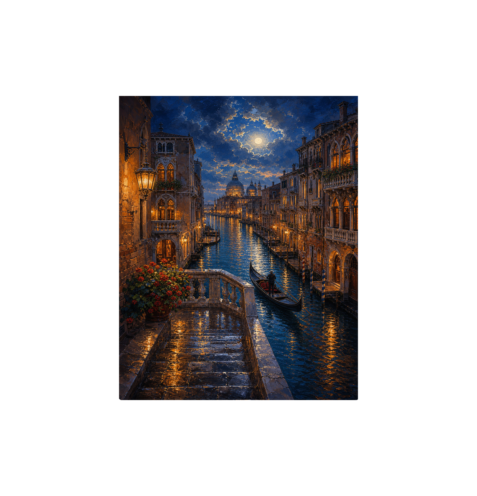 Venice Canal Moonlit Alley Wall Art Print
