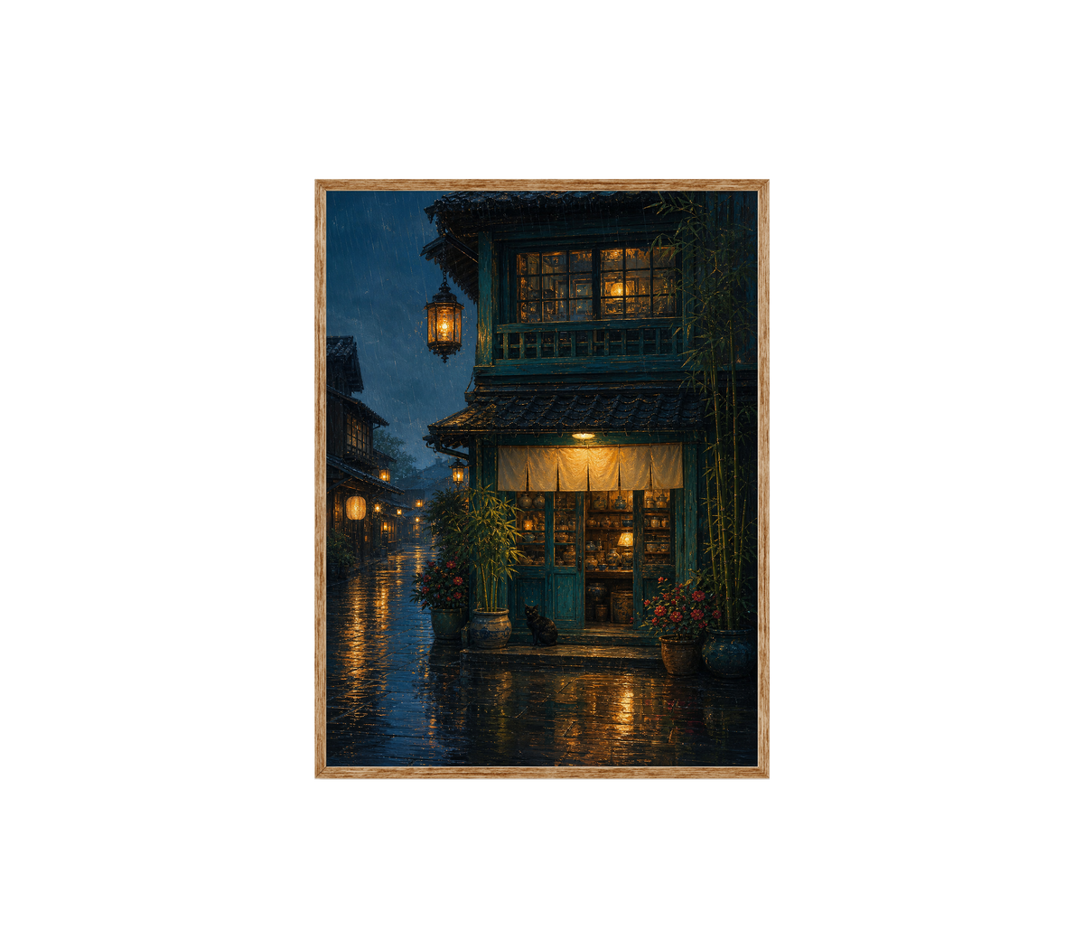 Rainy Lantern Townhouse Wall Art Print poster original preview