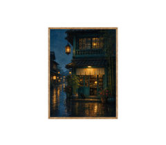 Rainy Lantern Townhouse Wall Art Print poster original preview