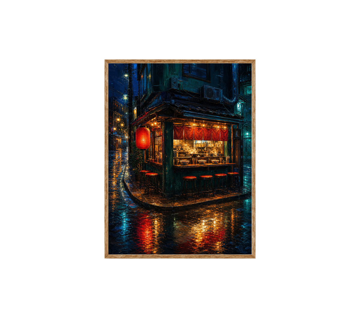 Red Lantern Night Corner Shop Wall Art Print poster original preview