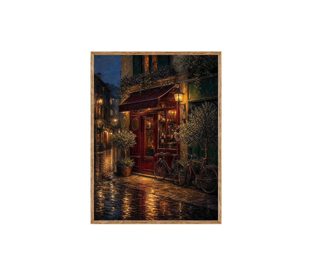 Rainy Red Awning Bistro Wall Art Print poster original preview