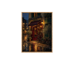 Rainy Red Awning Bistro Wall Art Print poster original preview