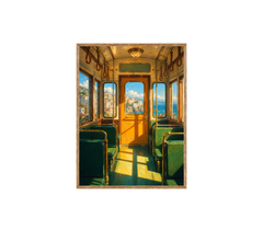 Vintage Green Train Interior Wall Art Print poster original preview