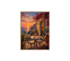 Mediterranean Balcony Sunset Cafe Wall Art Print poster original preview