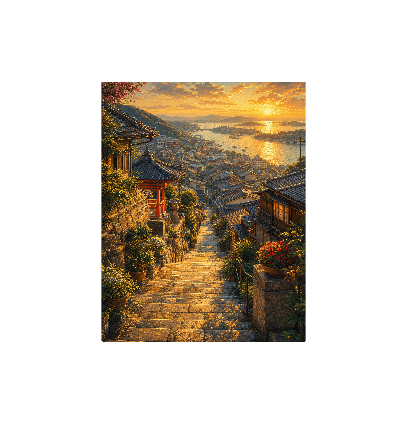 Amalfi Sunset Stairway Wall Art Print