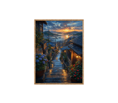 Rainy Coastal Stone Stairway Wall Art Print poster original preview