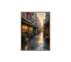 Rainy Old Town Alley Morning Wall Art Print poster original preview