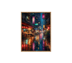 Neon Rain Market Street Wall Art Print poster original preview