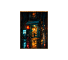 Rainy Green Door Noodle Shop Wall Art Print poster original preview