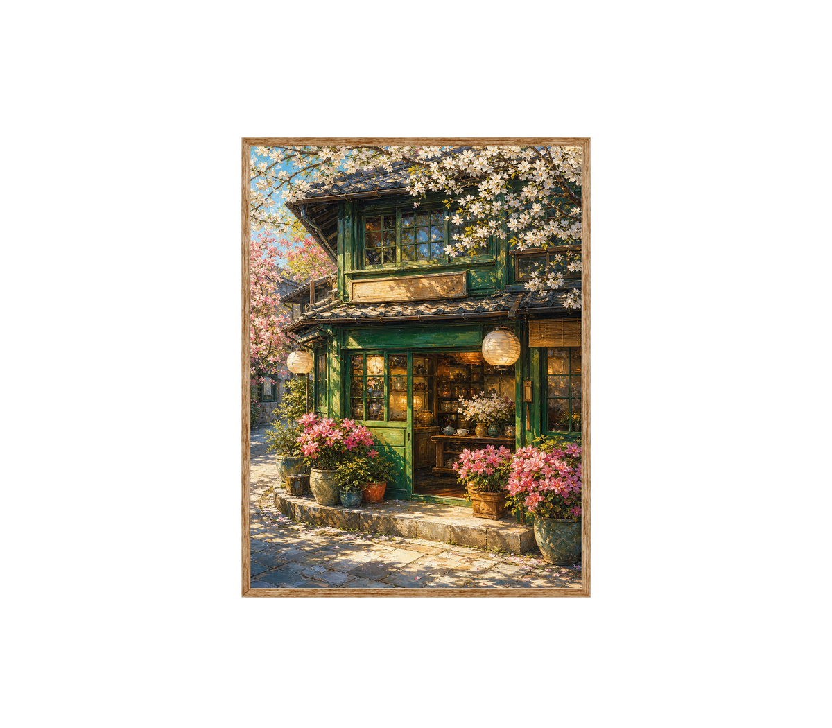 Spring Blossom Storefront Cafe Wall Art Print poster original preview