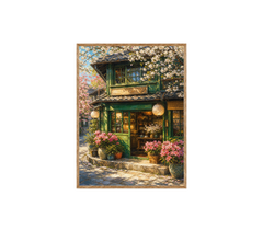 Spring Blossom Storefront Cafe Wall Art Print poster original preview