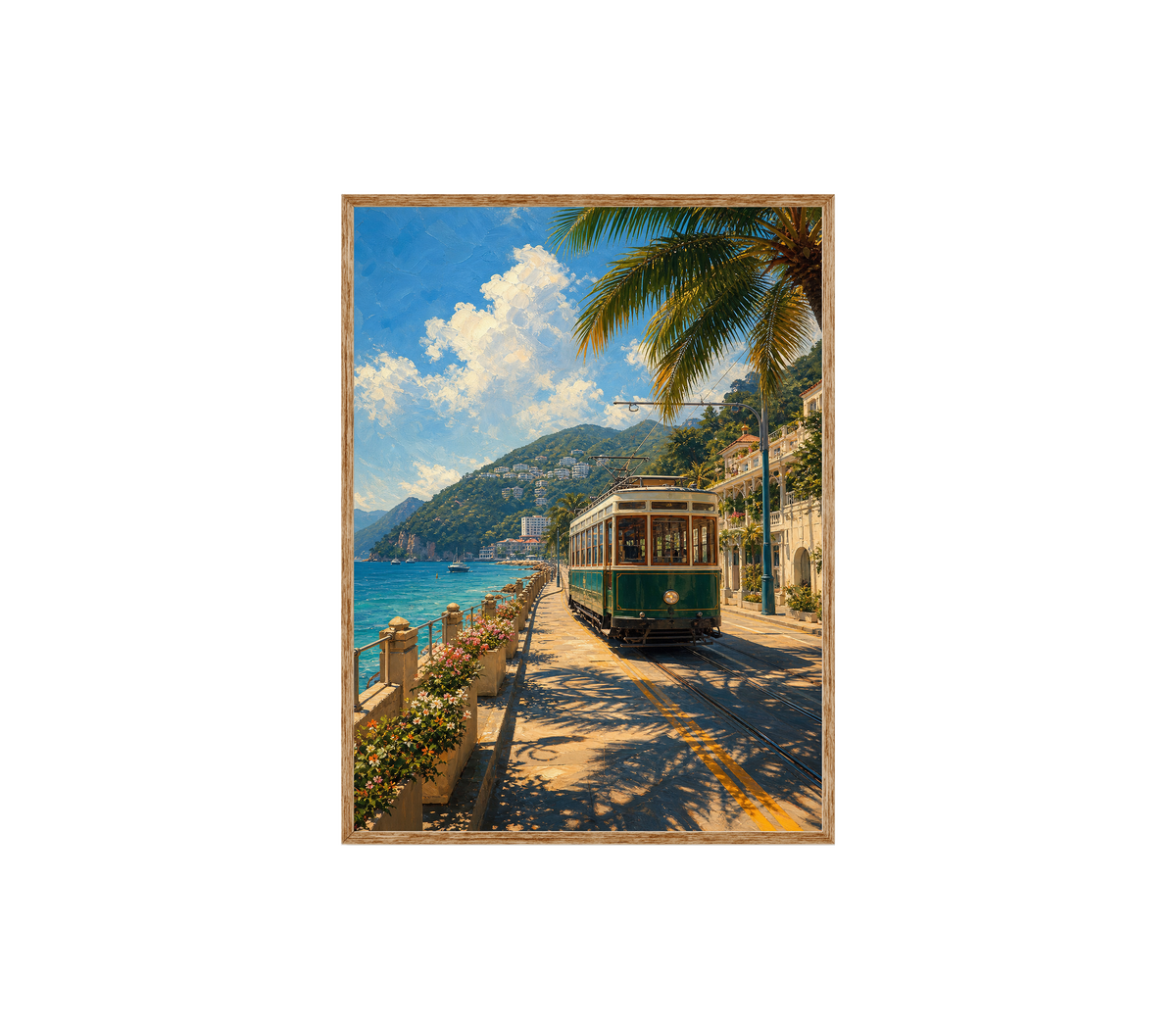 Seaside Tram Promenade Wall Art Print poster original preview