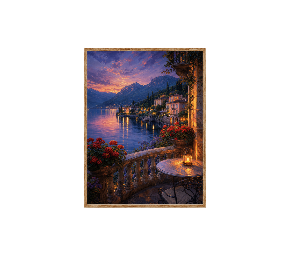 Lake Como Twilight Balcony Wall Art Print poster original preview