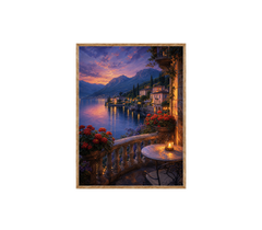 Lake Como Twilight Balcony Wall Art Print poster original preview