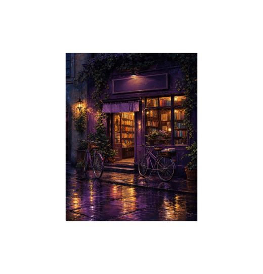 Purple Awning Rain Cafe Wall Art Print