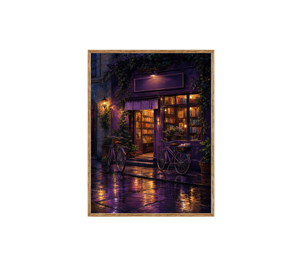 Purple Awning Rain Cafe Wall Art Print poster original preview