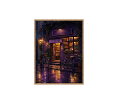 Purple Awning Rain Cafe Wall Art Print poster original preview