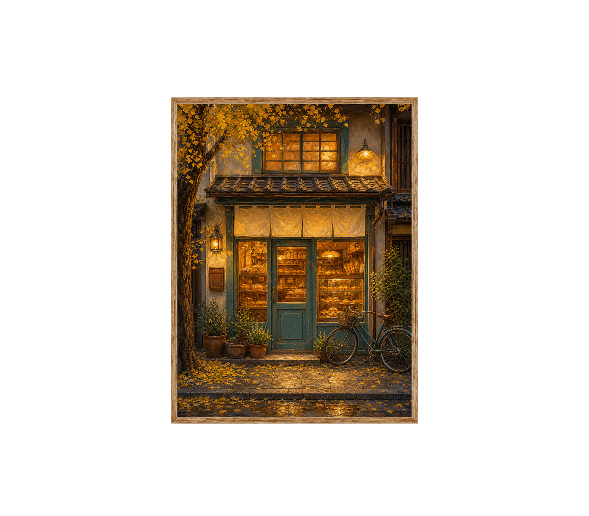 Autumn Bookshop Storefront Wall Art Print poster original preview