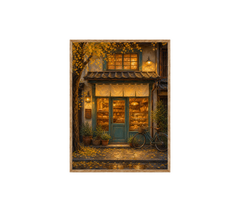 Autumn Bookshop Storefront Wall Art Print poster original preview