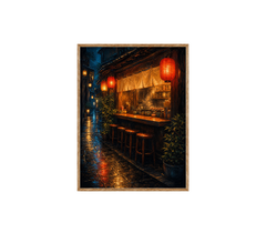 Red Lantern Rain Bar Counter Wall Art Print poster original preview