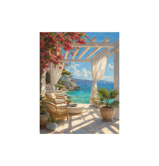 White Pergola Sea Terrace Wall Art Print