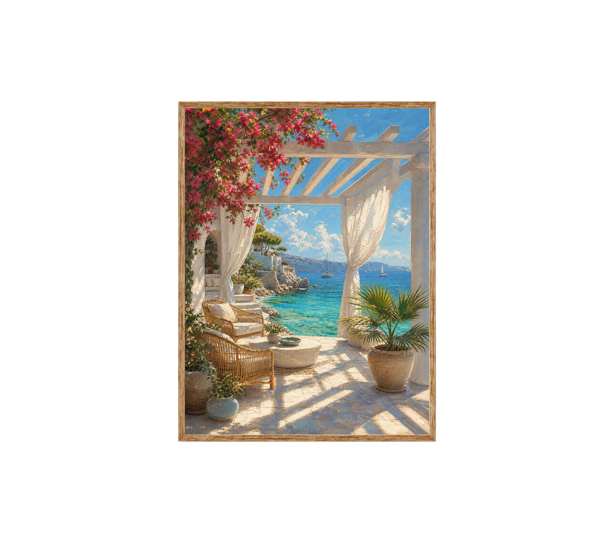 White Pergola Sea Terrace Wall Art Print poster original preview
