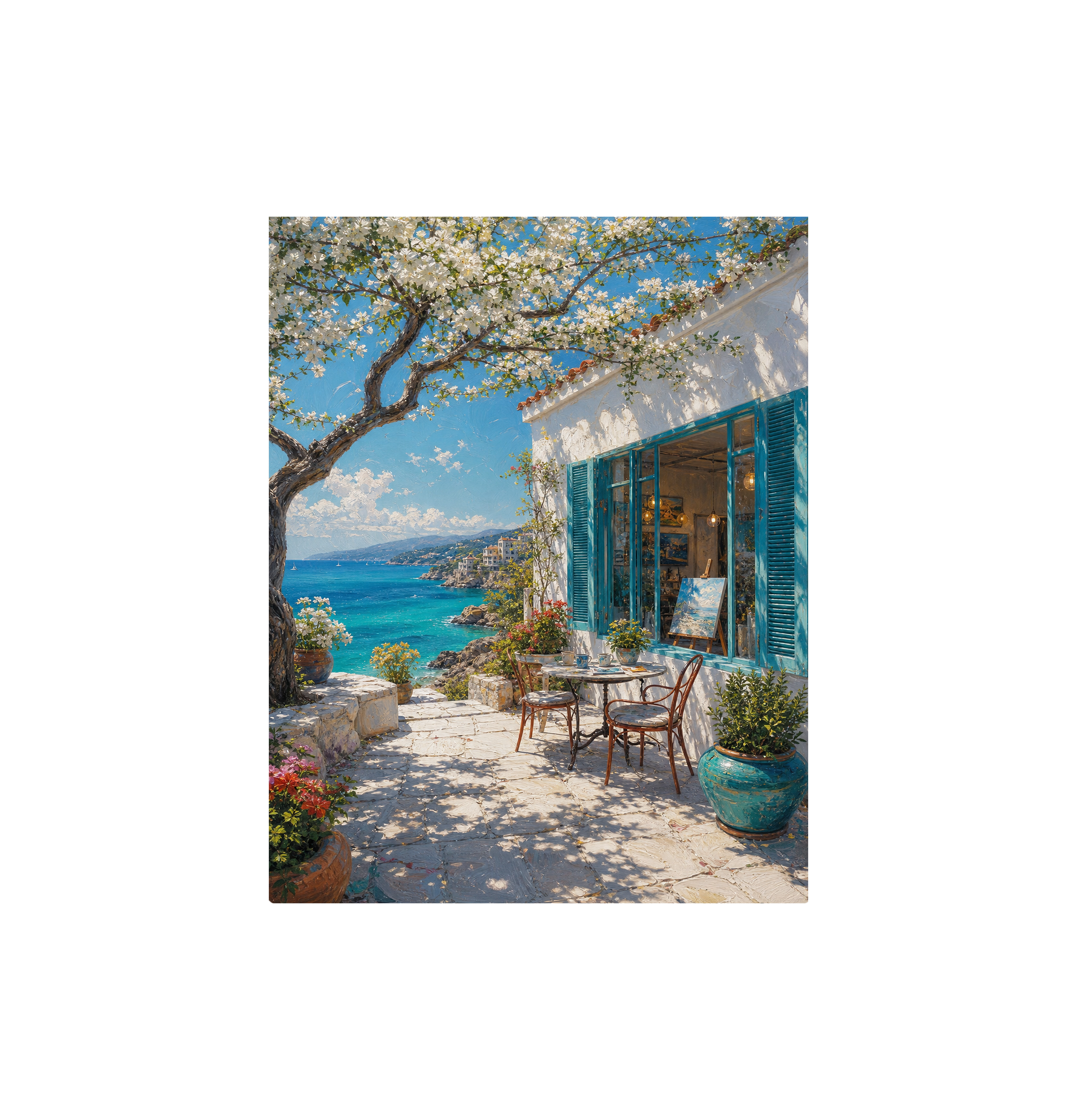 Aegean Blue Door Sea Patio Wall Art Print