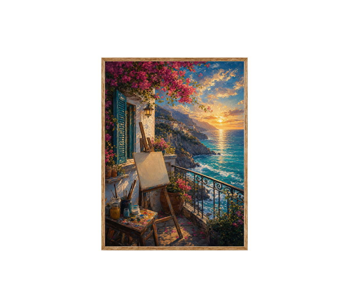 Sunset Balcony Easel Sea View Wall Art Print poster original preview
