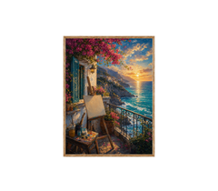Sunset Balcony Easel Sea View Wall Art Print poster original preview