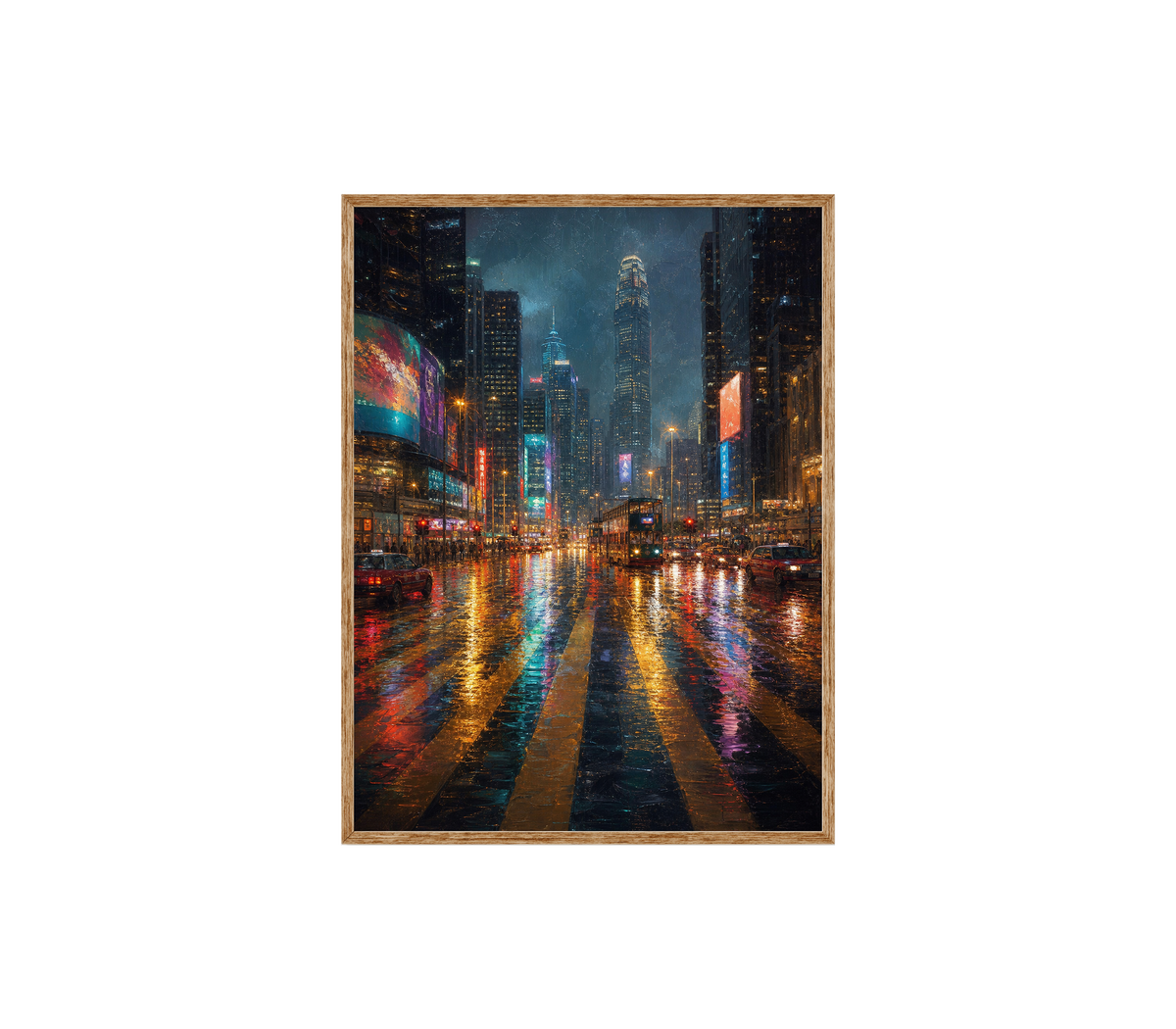 Neon Rain City Boulevard Wall Art Print poster original preview