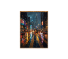 Neon Rain City Boulevard Wall Art Print poster original preview