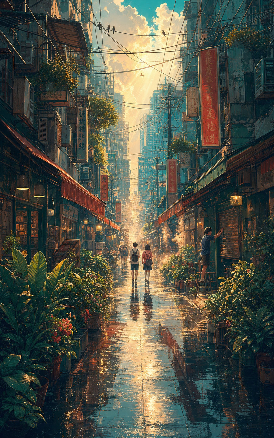 Sham Shui Po Hong Kong After Typhoon First Sun wall art print by Seji Art
