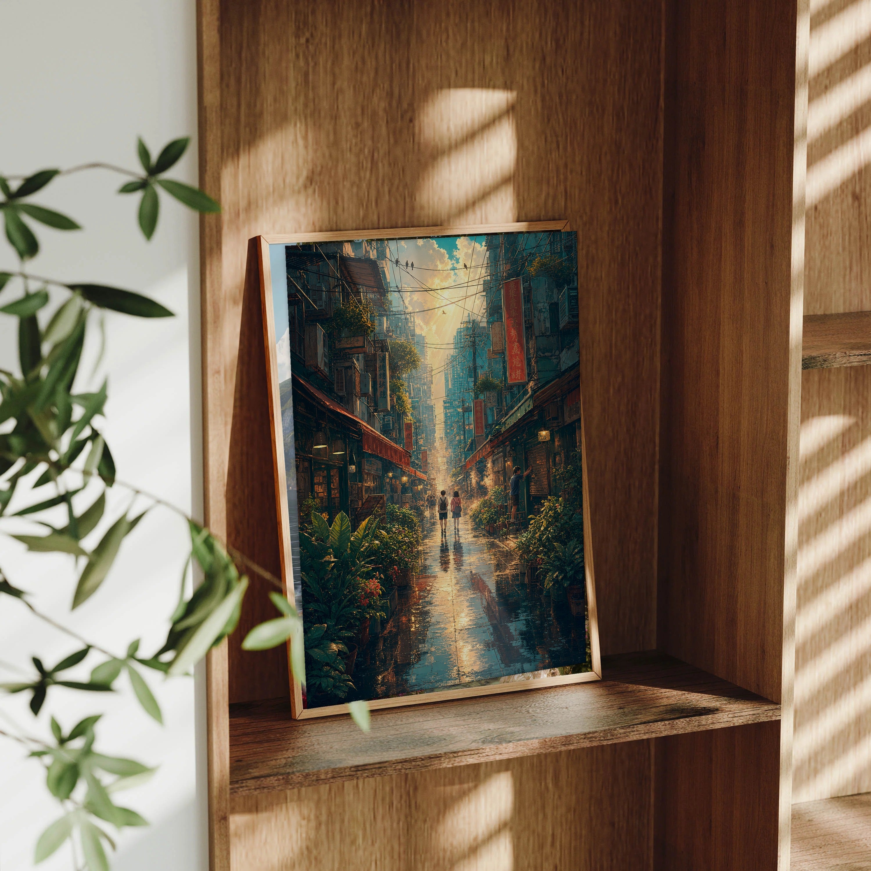 Sham Shui Po Hong Kong After Typhoon First Sun framed wall art print mockup by Seji Art