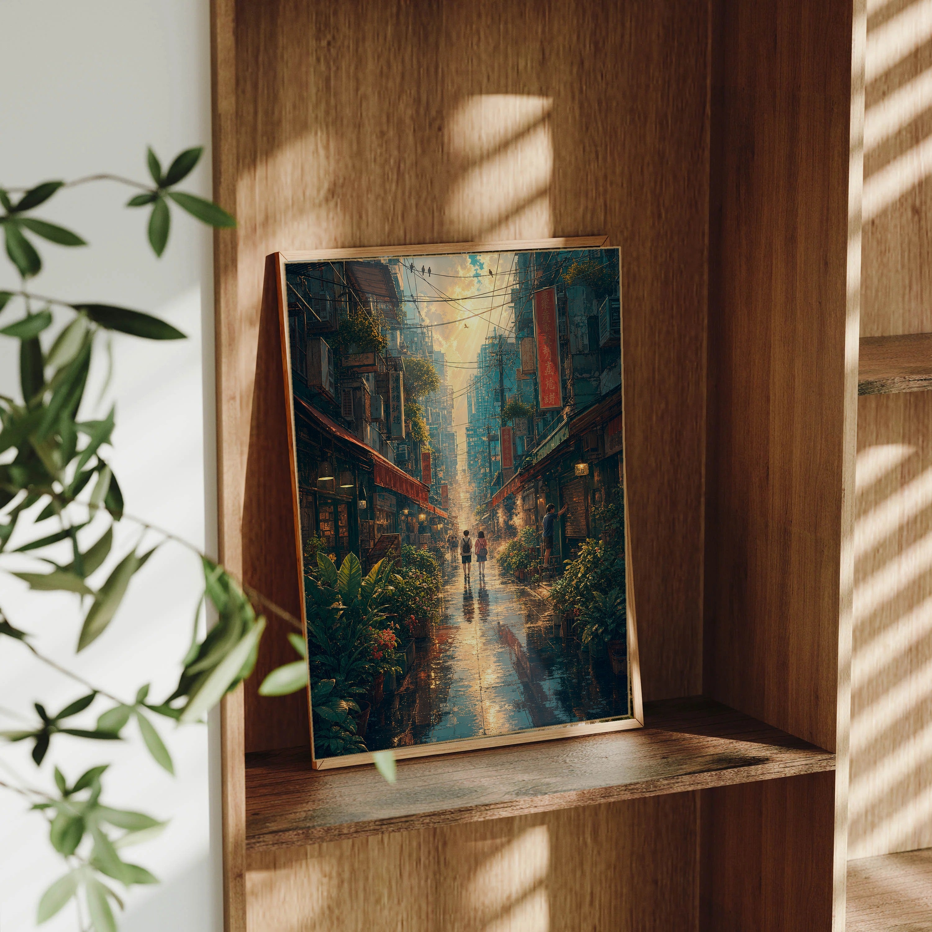 Sham Shui Po Hong Kong After Typhoon First Sun framed wall art print mockup by Seji Art
