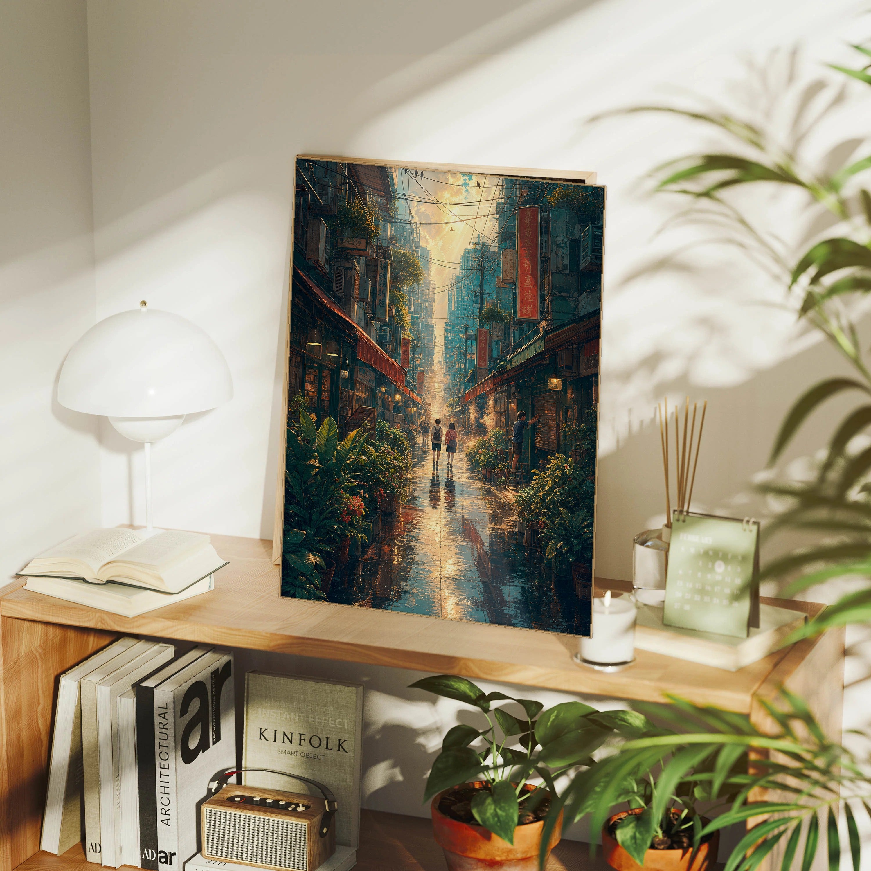 Sham Shui Po Hong Kong After Typhoon First Sun framed wall art print mockup by Seji Art