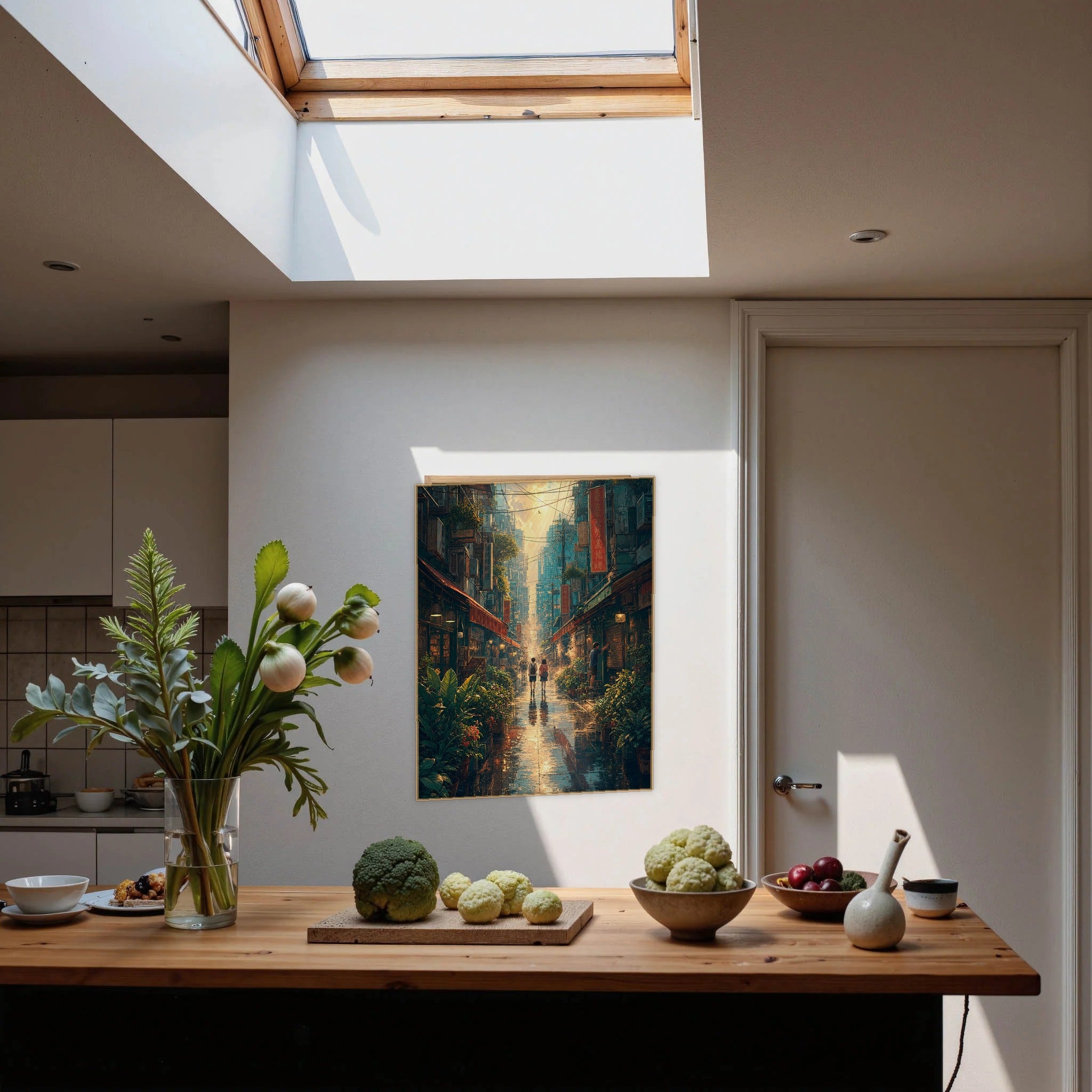 Sham Shui Po Hong Kong After Typhoon First Sun framed wall art print mockup by Seji Art