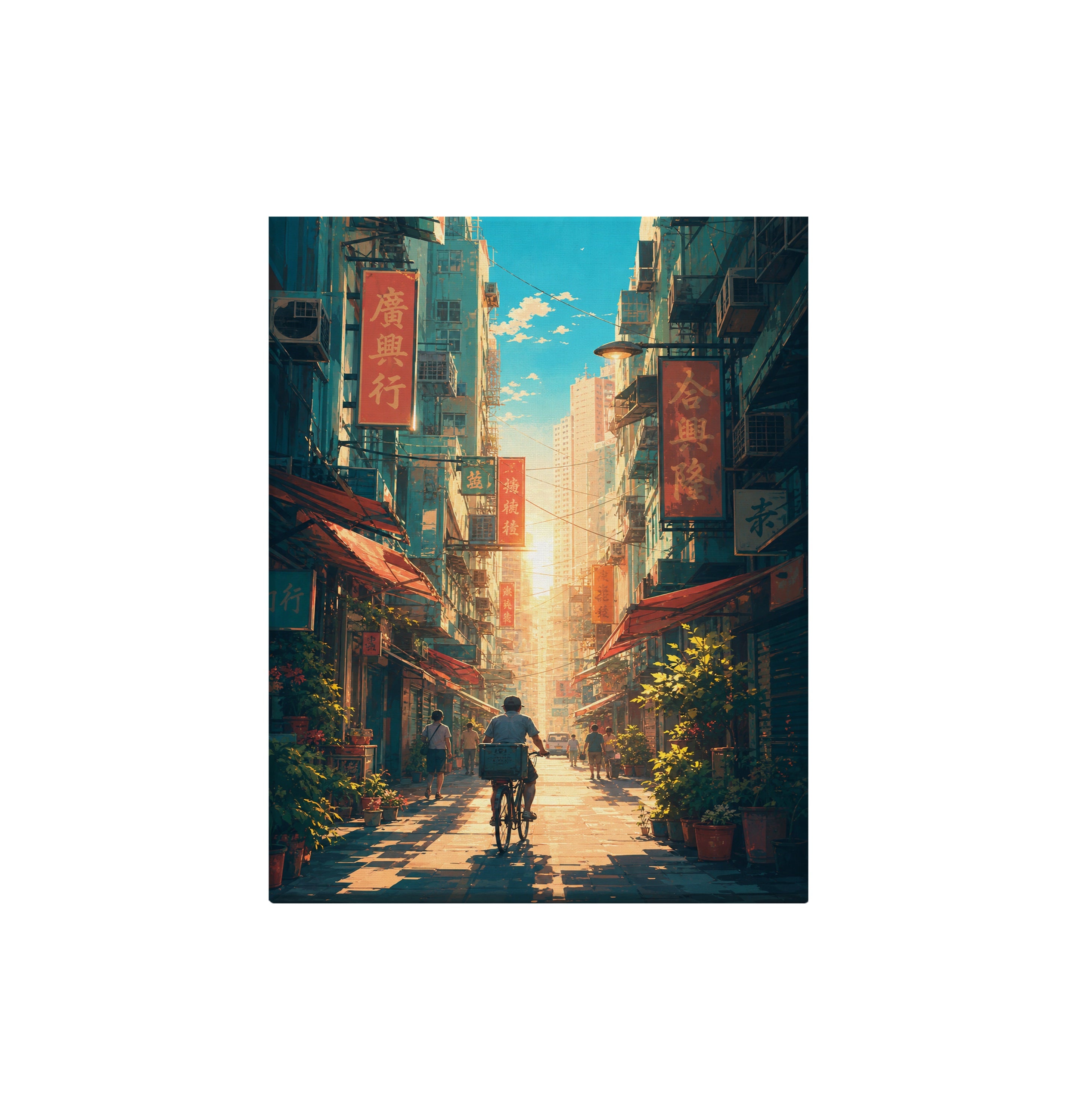 Sham Shui Po Hong Kong Bicycle Street canvas wall art preview by Seji Art