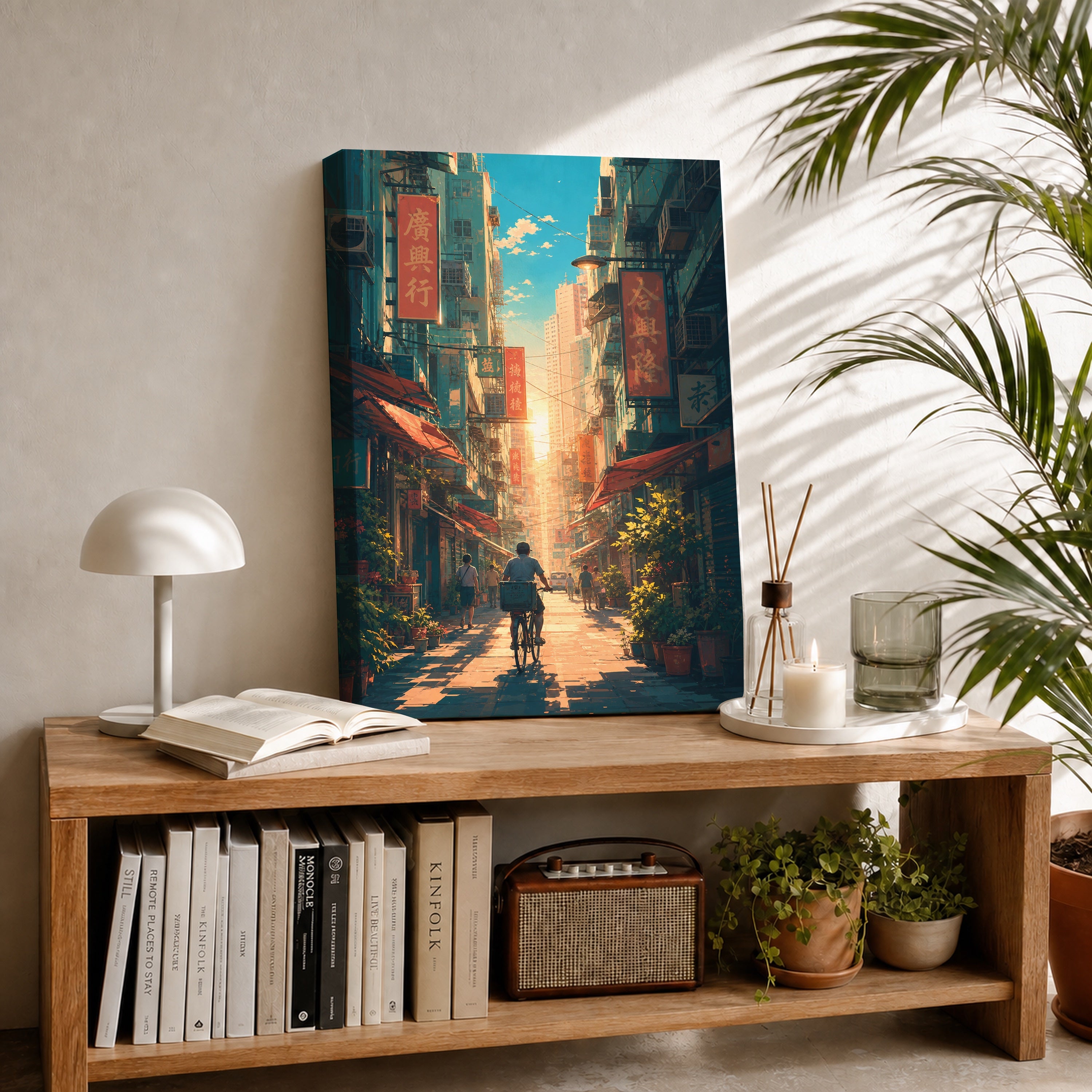 Sham Shui Po Hong Kong Bicycle Street canvas room mockup by Seji Art