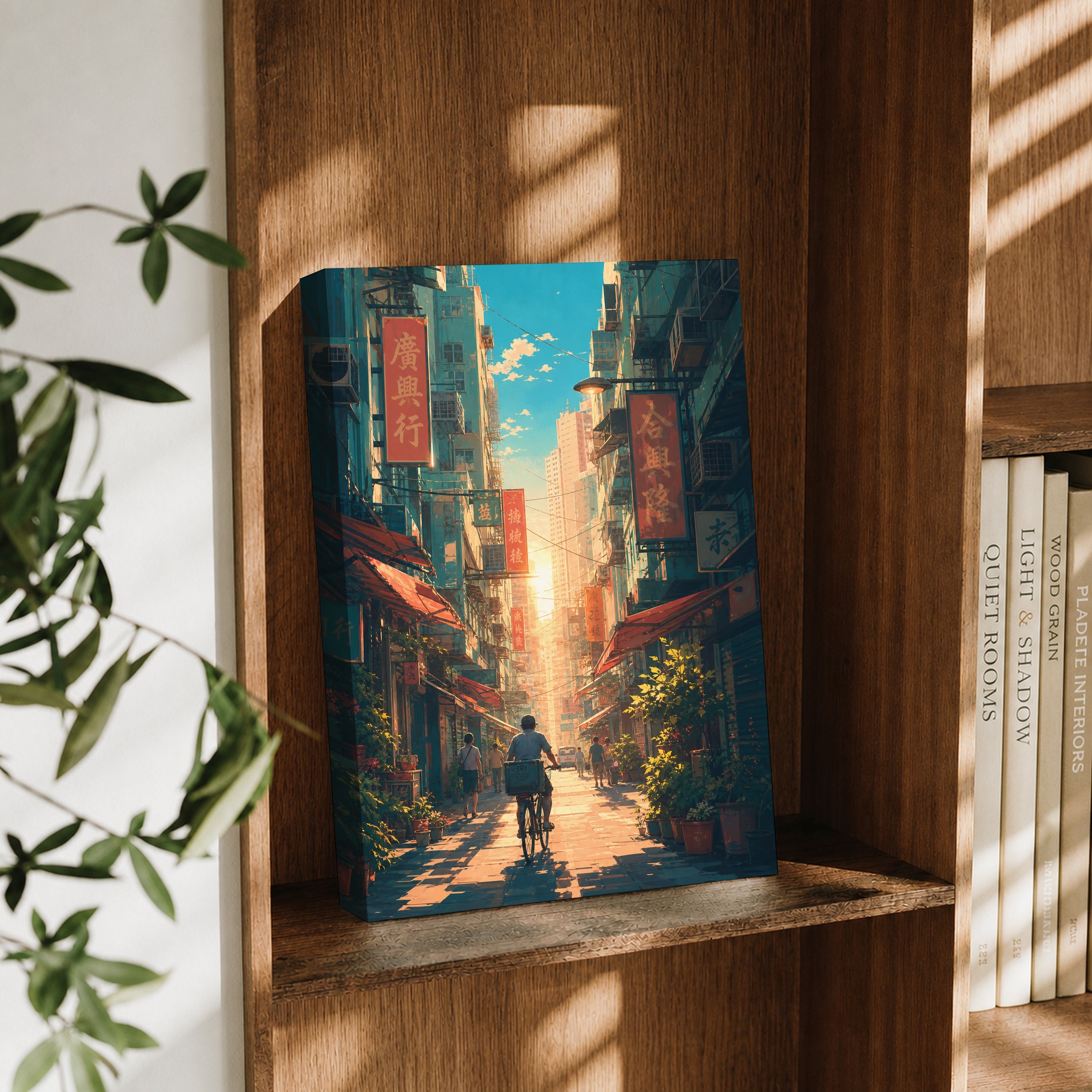 Sham Shui Po Hong Kong Bicycle Street canvas wall art decor mockup by Seji Art