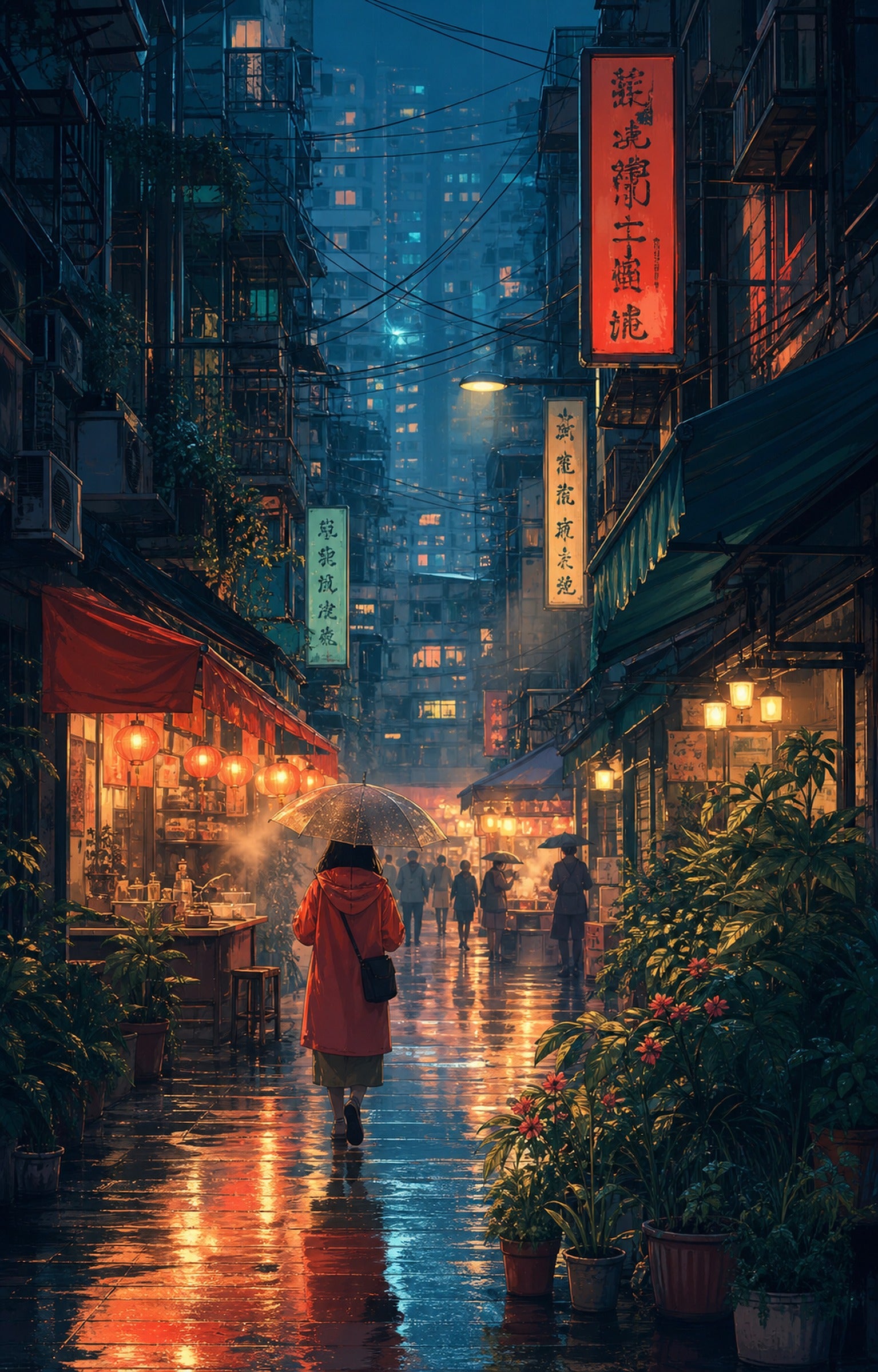 Sham Shui Po Hong Kong Monsoon Lantern Alley wall art print by Seji Art
