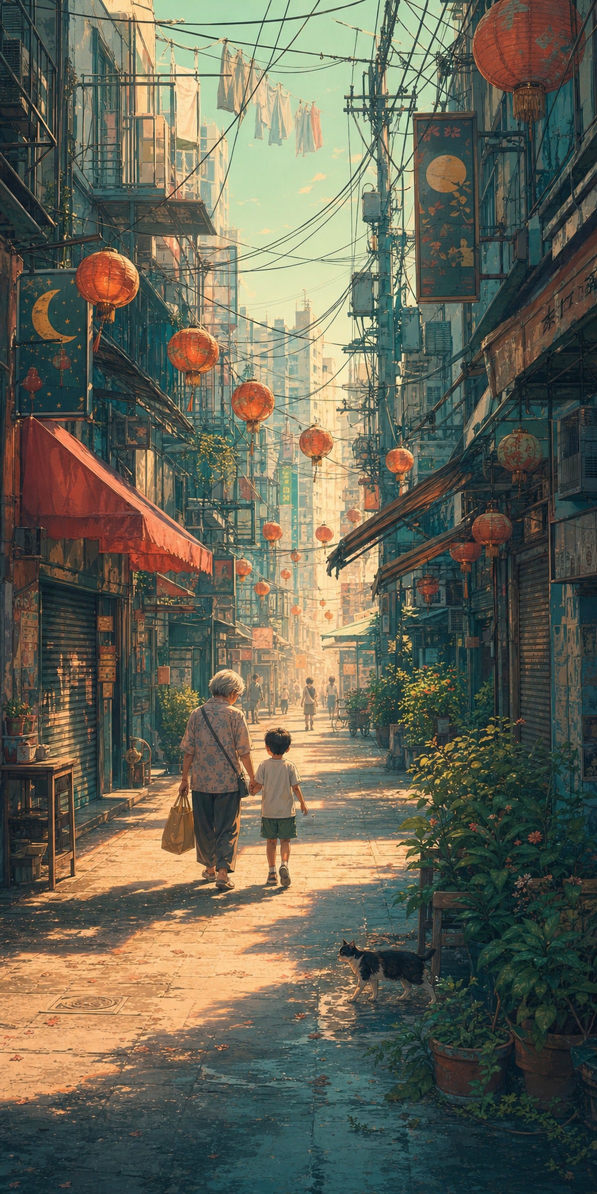 Sham Shui Po Hong Kong Morning Lantern Festival wall art print by Seji Art
