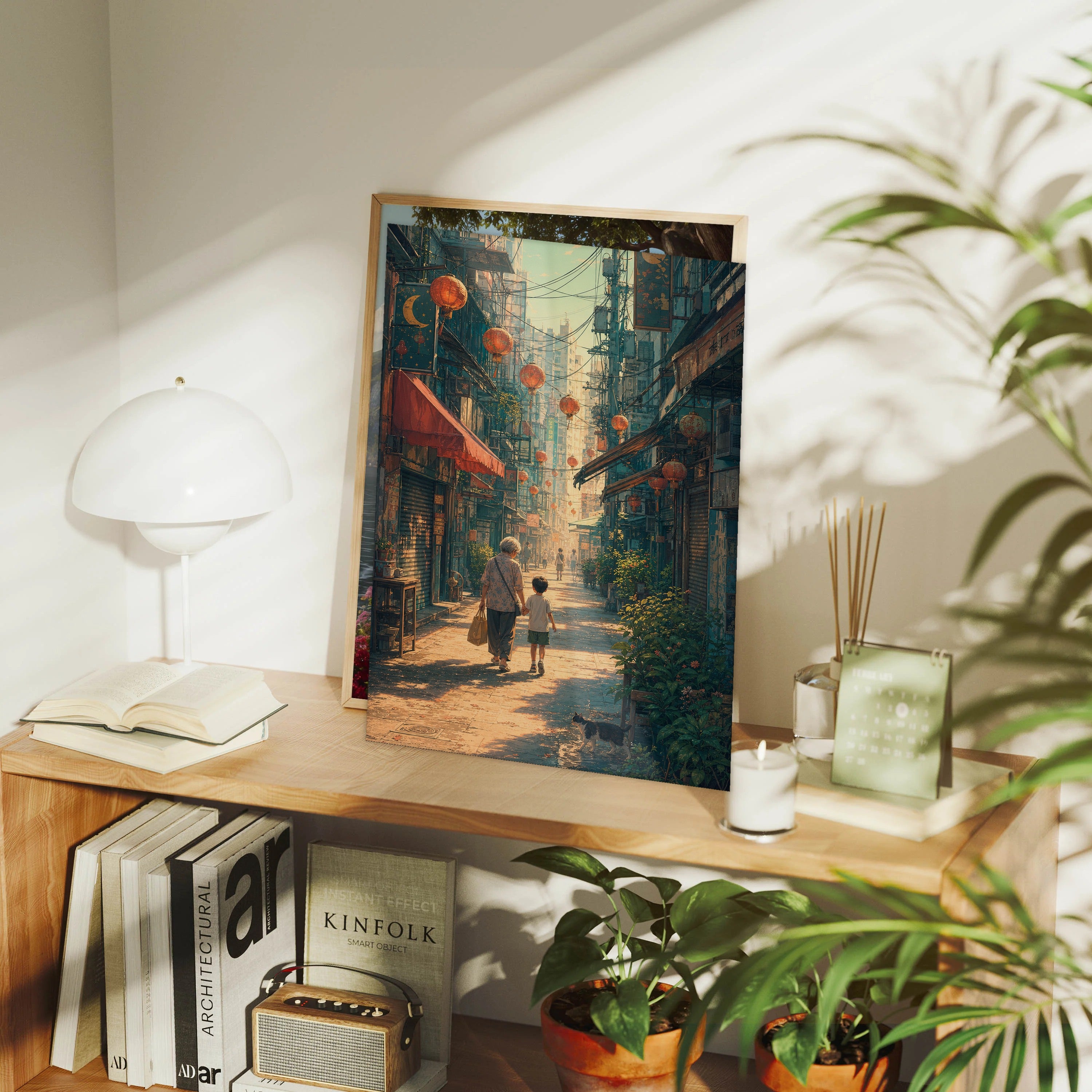 Sham Shui Po Hong Kong Morning Lantern Festival framed wall art print mockup by Seji Art