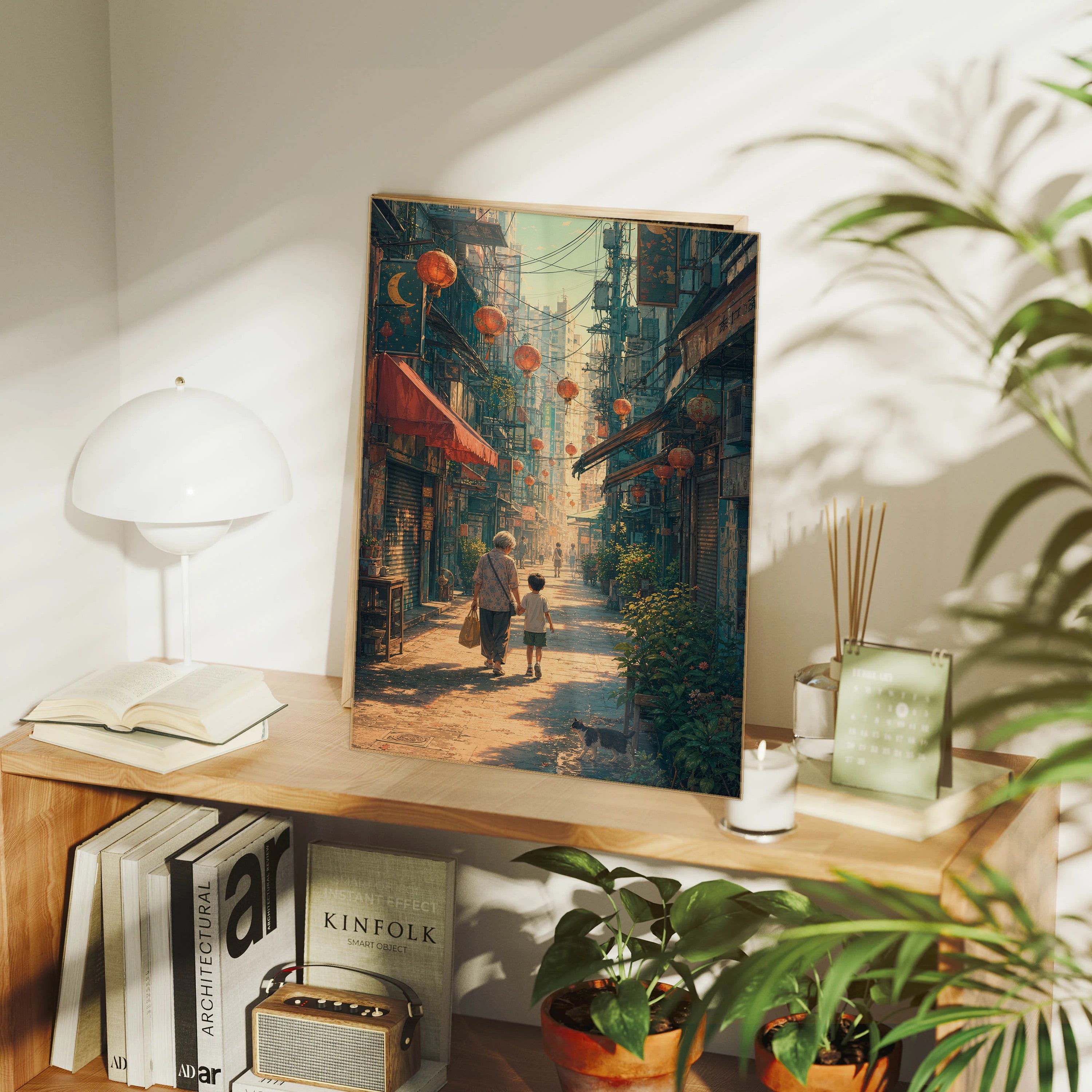 Sham Shui Po Hong Kong Morning Lantern Festival framed wall art print mockup by Seji Art