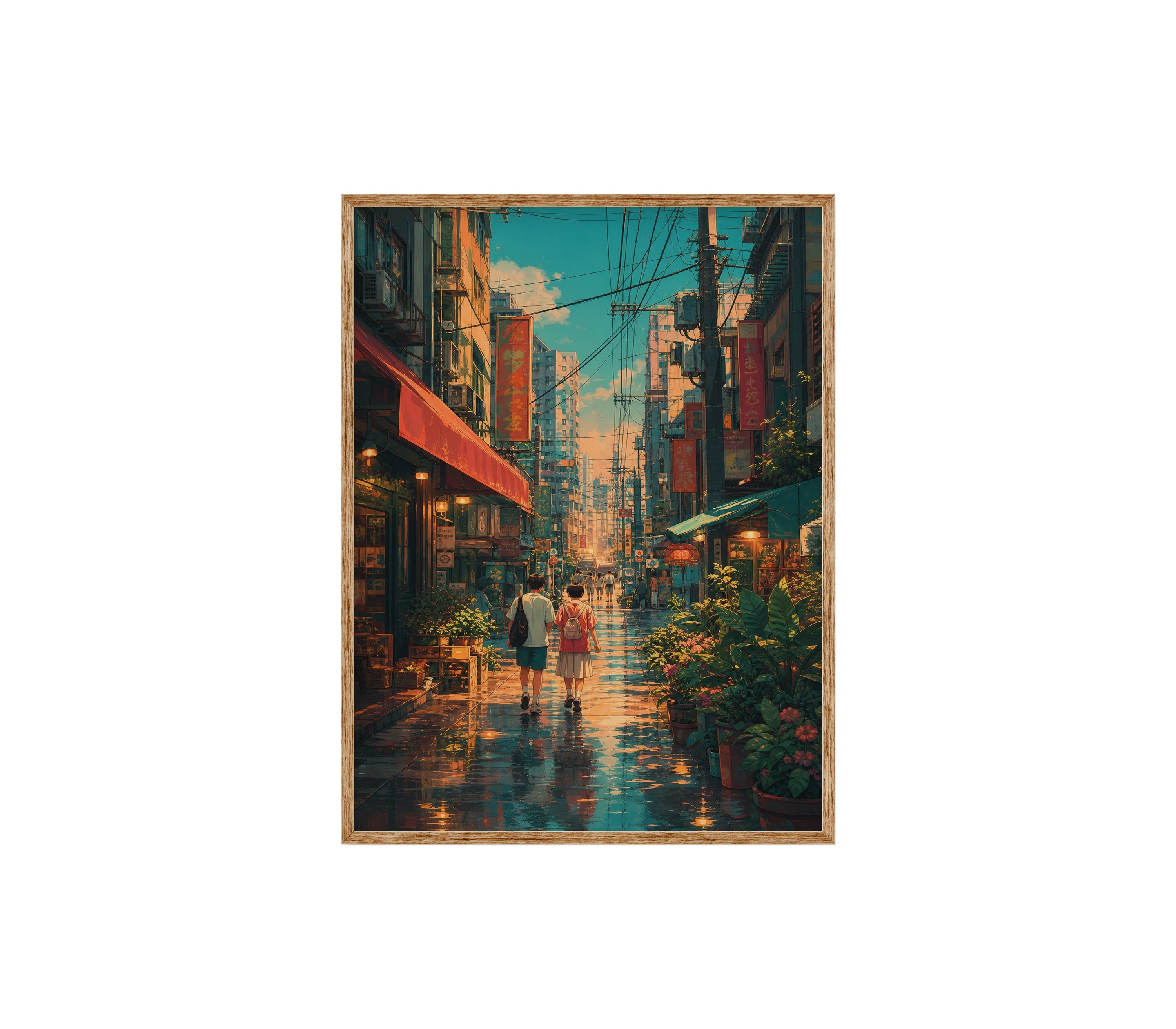 Sham Shui Po Rainy Market Street poster print preview by Seji Art